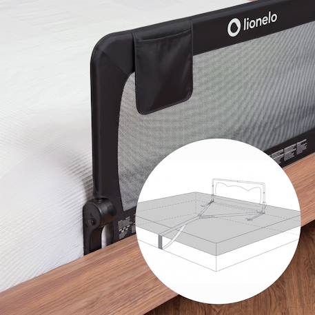 Barrière de lit bébé hanna 150 x 66 cm pliable avec filet aéré et protection anti-chute Beige melange+Black onyx+Grey melange 15 - vertbaudet enfant 