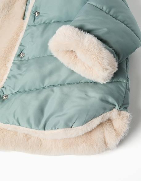Doudoune avec capuche et doublure en peluche douce synthétique Vert 4 - vertbaudet enfant 