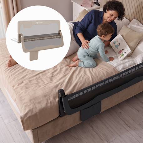 Barrière de lit bébé hanna 150 x 66 cm pliable avec filet aéré et protection anti-chute Beige melange+Black onyx+Grey melange 4 - vertbaudet enfant 