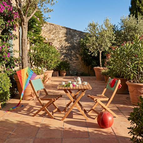 Table de jardin bistrot enfant bois d'acacia + 2 assises - elise Vert de gris 5 - vertbaudet enfant 