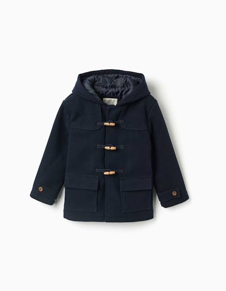 Manteau à effet laine avec poches b&s Bleu 1 - vertbaudet enfant 