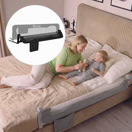Barrière de lit bébé eva 150 cm pliable avec filet aéré et protection anti-chute Beige melange+Black onyx+Grey melange 10 - vertbaudet enfant 
