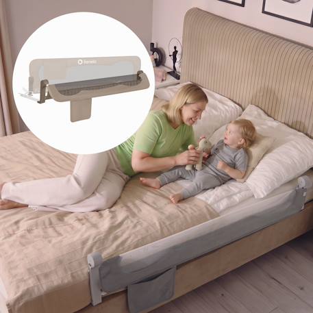 Barrière de lit bébé eva 150 cm pliable avec filet aéré et protection anti-chute Beige melange+Black onyx+Grey melange 4 - vertbaudet enfant 