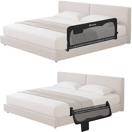 Barrière de lit bébé hanna 150 x 66 cm pliable avec filet aéré et protection anti-chute Beige melange+Black onyx+Grey melange 7 - vertbaudet enfant 