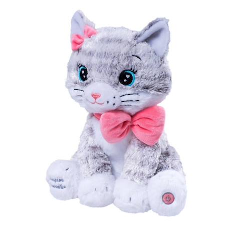 Veilleuse moustache - mon chaton lumineux et musical - 28cm Gris et blanc 2 - vertbaudet enfant 