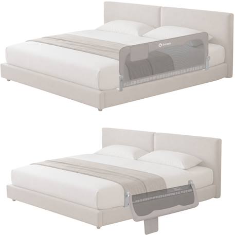 Barrière de lit bébé hanna 150 x 66 cm pliable avec filet aéré et protection anti-chute Beige melange+Black onyx+Grey melange 13 - vertbaudet enfant 