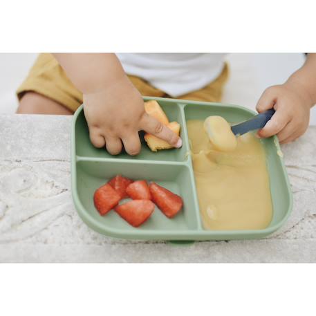 Set repas compartimenté en silicone Terre argile+Vert sauge 5 - vertbaudet enfant 