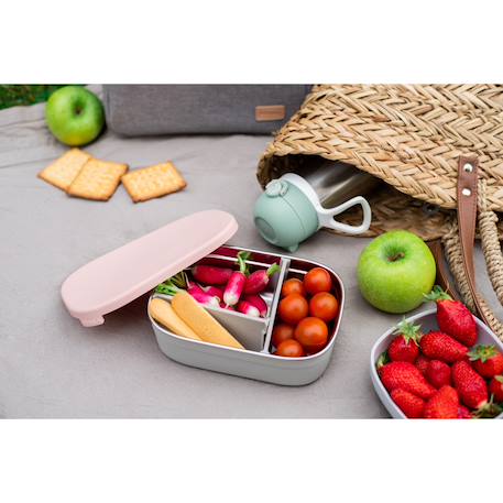 Boîte à repas en inox et silicone Gris velours / rose poudrée+Gris velours / vert sauge 5 - vertbaudet enfant 