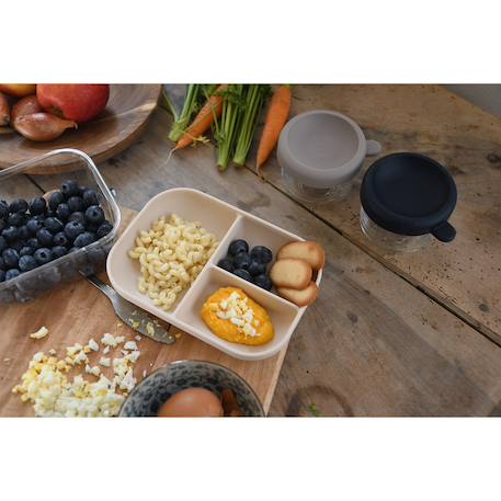 Set repas compartimenté en silicone Terre argile+Vert sauge 2 - vertbaudet enfant 