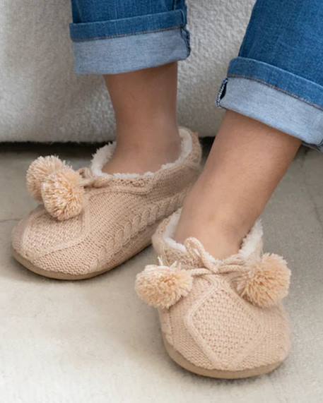Chaussettes d'intérieur ultra confortables, semelle en suédine avec picots antidérapants Beige 2 - vertbaudet enfant 