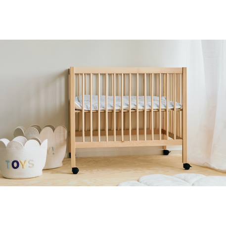 Parc pour bébé en bois + roues 95x75 cm parc 99 Blanc ancien+Marron et noir+Naturel+Noir 17 - vertbaudet enfant 