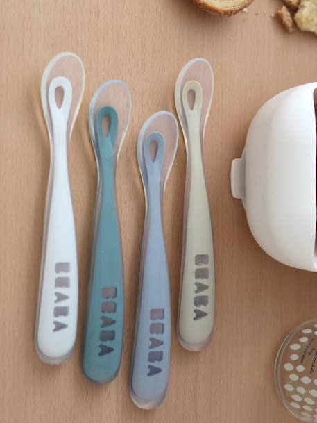 Lot de 4 cuillères 1er âge Soft bleu/gris/ocre+blue/ eucalyptus/ pink/ mist+vert sauge 1 - vertbaudet enfant 