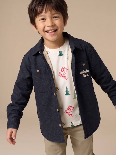 Chemise garçon manches longues gris chiné 1 - vertbaudet enfant 