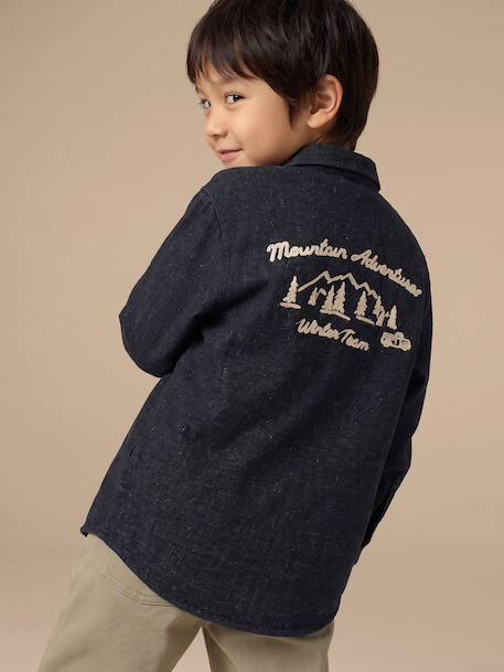 Chemise garçon manches longues gris chiné 9 - vertbaudet enfant 