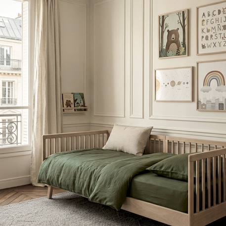 Housse de couette 1 personne satin de coton bio lavé Ambre+Cyprès+Peach+Tilleul 7 - vertbaudet enfant 