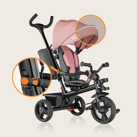 Tricycle poussette haari jusqu’à 25 kg avec siège réversible, panier et sac Beige taupe+Bubblegum+Green sage+Jeans+Pink rose+Stone grey 10 - vertbaudet enfant 