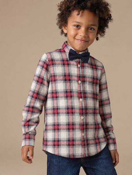 Chemise garçon avec nœud papillon écru 2 - vertbaudet enfant 