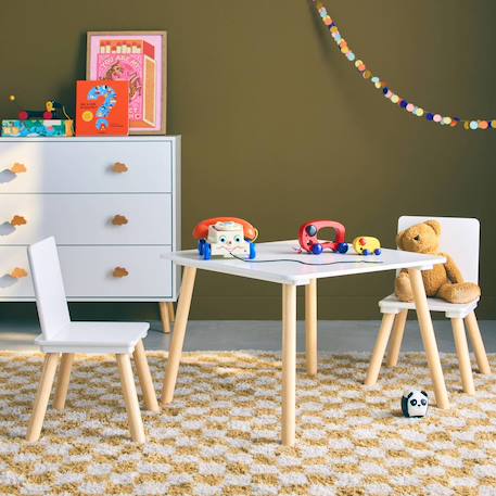 Table carrée enfant bois de pin 2 assises - judith Blanc+Jaune+Rose+Terracotta+Vert+Vert olive 4 - vertbaudet enfant 