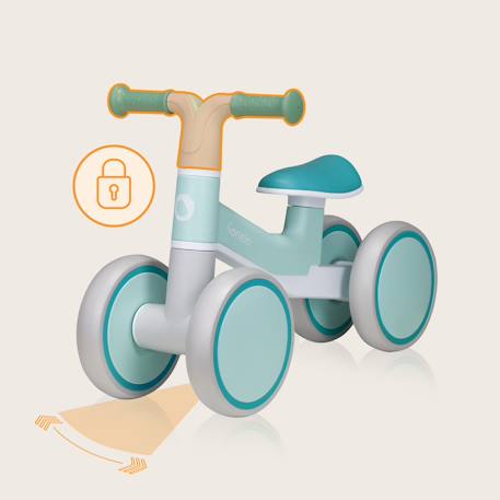 Draisienne villy à 4 roues avec amortissement avant et siège ergonomique Beige latte+Green turquoise+Pink rose 11 - vertbaudet enfant 