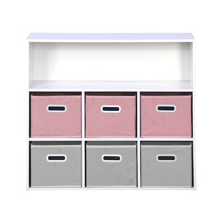Meuble de rangement pour enfant camille avec 7 compartiments et 6 paniers en velours Bleu+Rose+Vert 12 - vertbaudet enfant 