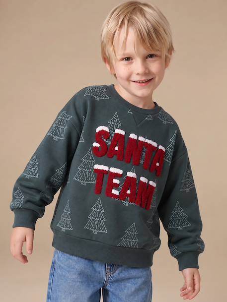 Sweat de Noël garçon vert foncé 1 - vertbaudet enfant 