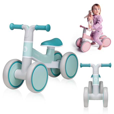 Draisienne villy à 4 roues avec amortissement avant et siège ergonomique Beige latte+Green turquoise+Pink rose 7 - vertbaudet enfant 