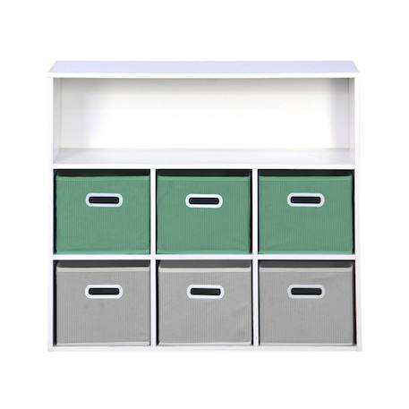 Meuble de rangement pour enfant camille avec 7 compartiments et 6 paniers en velours Bleu+Rose+Vert 18 - vertbaudet enfant 