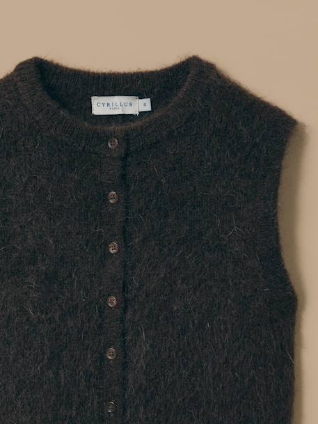 Cardigan sans manches doux fille Ecru chine+Marron 6 - vertbaudet enfant 