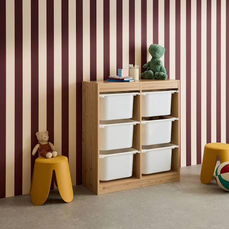 Meuble de rangement enfant 6 bacs de rangement en plastique Blanc+Naturel 10 - vertbaudet enfant 