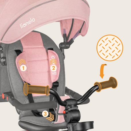 Tricycle poussette haari jusqu’à 25 kg avec siège réversible, panier et sac Beige taupe+Bubblegum+Green sage+Jeans+Pink rose+Stone grey 9 - vertbaudet enfant 