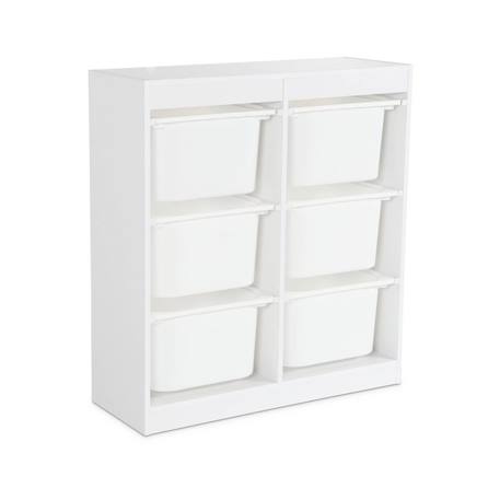 Meuble de rangement enfant 6 bacs de rangement en plastique Blanc+Naturel 2 - vertbaudet enfant 
