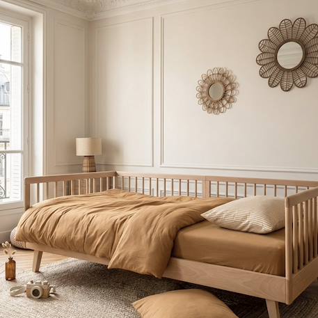 Housse de couette 1 personne satin de coton bio lavé Ambre+Cyprès+Peach+Tilleul 1 - vertbaudet enfant 