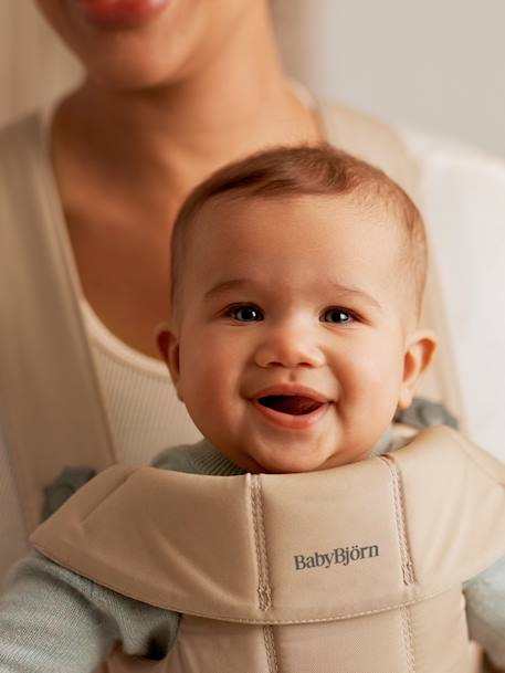 Porte-bébé Mini tissé BABYBJÖRN beige+noir 7 - vertbaudet enfant 