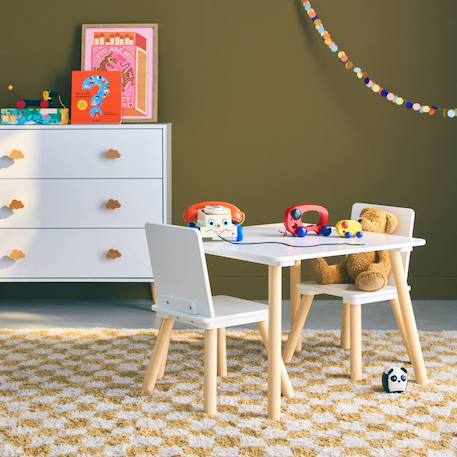 Table carrée enfant bois de pin 2 assises - judith Blanc+Jaune+Rose+Terracotta+Vert+Vert olive 3 - vertbaudet enfant 