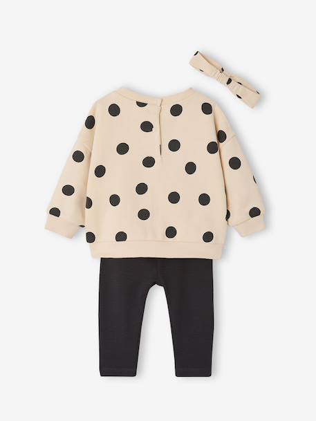 Ensemble bébé fille 3 pièces sweat + legging + bandeau personnalisable anthracite+Léopard+marine 4 - vertbaudet enfant 