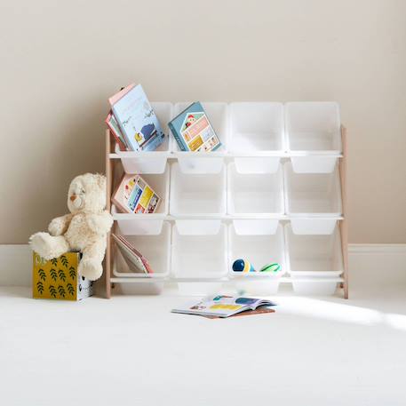 Meuble de rangement jouet avec 12 casiers, tobias, l 84 x p 29,5 x h 60cm Blanc+Naturel 9 - vertbaudet enfant 