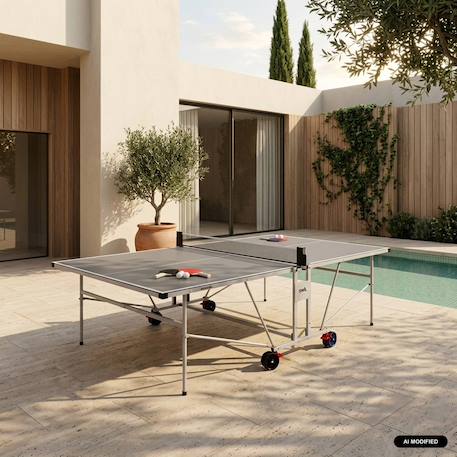 Table de ping pong outdoor, avec 4 raquettes et 6 balles, pour utilisation extérieure, sport tennis de table Gris 1 - vertbaudet enfant 