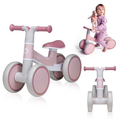 Draisienne villy à 4 roues avec amortissement avant et siège ergonomique Beige latte+Green turquoise+Pink rose 13 - vertbaudet enfant 