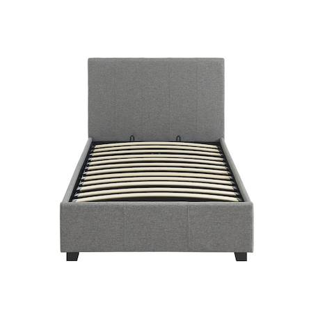 Lit coffre avec sommier à lattes et tête de lit, l 202 x p 97,5 x h 86cm, finition tissu Beige+Gris clair 10 - vertbaudet enfant 