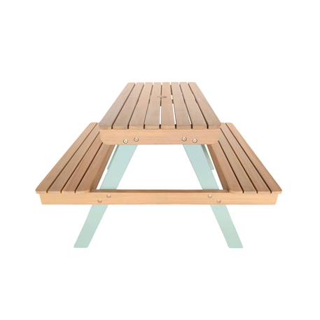 Table de pique-nique en bois d'acacia pour enfant, salon de jardin enfant 2 places, couleur teck clair Vert de gris 6 - vertbaudet enfant 