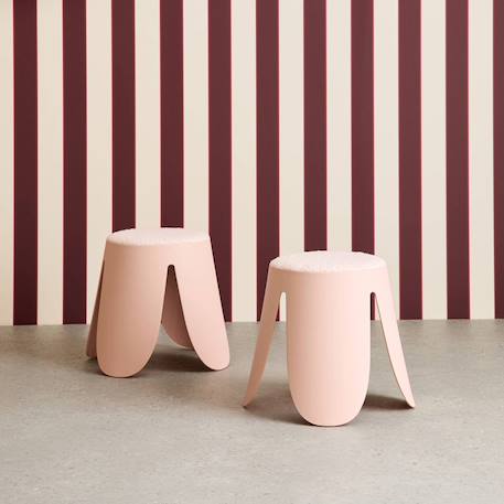 Lot de 2 tabourets empilables enfant polypropylène et bouclette texturée - niki kids Beige+Moutarde+Noir+Rose pâle+Terracotta+Vert céladon 24 - vertbaudet enfant 