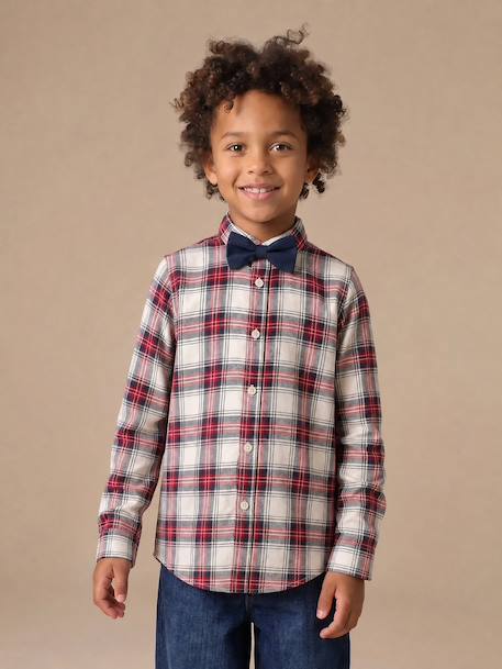 Chemise garçon avec nœud papillon écru 1 - vertbaudet enfant 