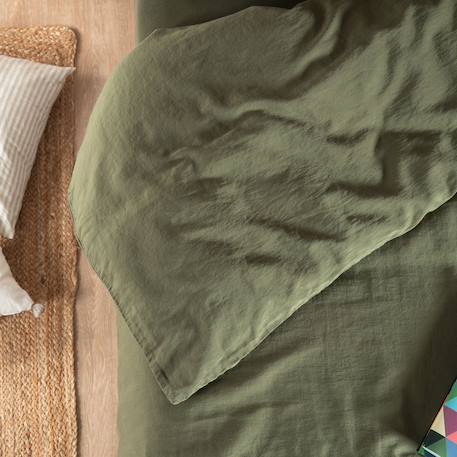 Housse de couette 1 personne satin de coton bio lavé Ambre+Cyprès+Peach+Tilleul 10 - vertbaudet enfant 