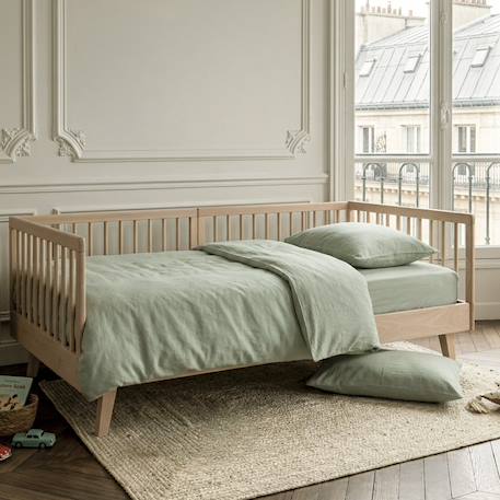 Housse de couette 1 personne satin de coton bio lavé Ambre+Cyprès+Peach+Tilleul 19 - vertbaudet enfant 