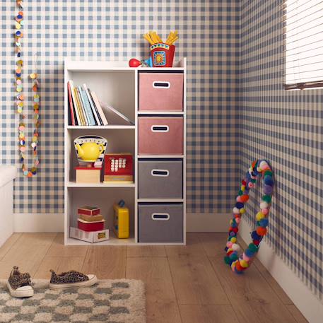 Meuble de rangement pour enfant pratique avec 7 compartiments et 4 paniers en velours Bleu+Rose+Vert 9 - vertbaudet enfant 