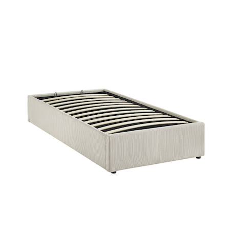 Lit coffre avec sommier à lattes, l 203 x p 97 x h 32cm, finition velours côtelé (fine côte) Blanc 4 - vertbaudet enfant 