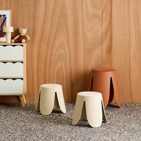 Lot de 2 tabourets empilables enfant polypropylène et bouclette texturée - niki kids Beige+Moutarde+Noir+Rose pâle+Terracotta+Vert céladon 3 - vertbaudet enfant 