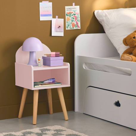 Table de chevet chambre enfant, pieds en pin Blanc+Rose+Vert 9 - vertbaudet enfant 