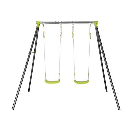 Portique balançoire double en métal, 2 places, noir et vert, acier, l 217 x p 153 x h 195 cm Noir et vert 3 - vertbaudet enfant 