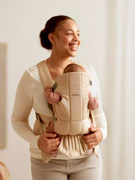 Porte-bébé Mini tissé BABYBJÖRN beige+noir 4 - vertbaudet enfant 